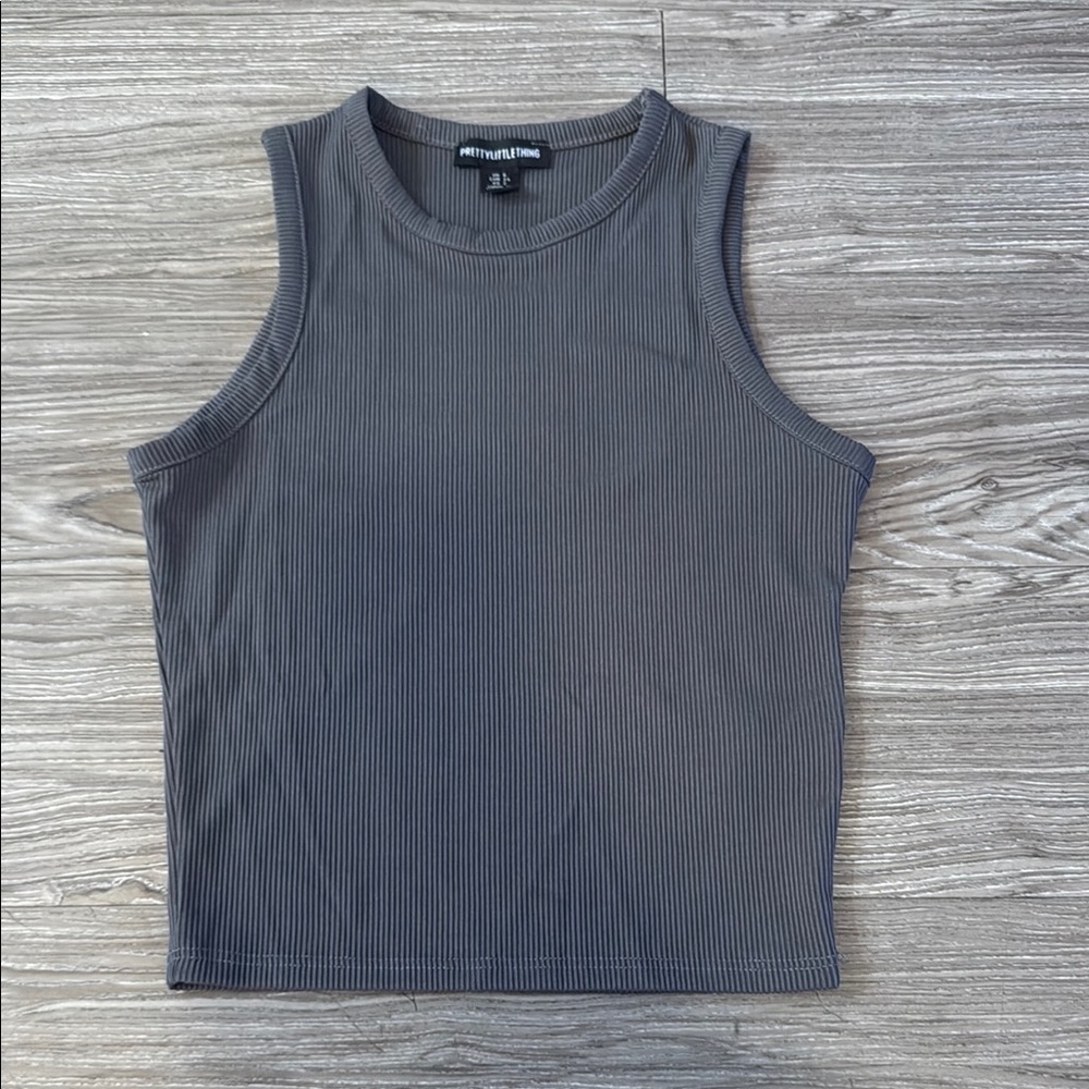 PrettyLittleThing Charcoal Ribbed Top